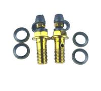 Brake Repair Bolt Set, M10x1.25 Gold | 10mm X 1.25 Stainless Steel Hollow Port Hardware, 2 Screws 4 Washers for Line Bleeding Use
