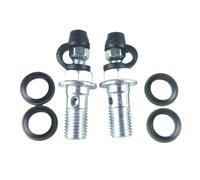 Brake Repair Bolt Set, M10x1.25 Silver | 10mm X 1.25 Stainless Steel Hollow Port Hardware, 2 Screws 4 Washers for Line Bleeding Use