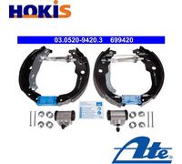 Brake shoes Pre-assembled 03.0520-9420.3 ATE for PEUGEOT CITROËN DS
