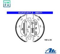 ATE Brake Shoe Set - Parking Brake 03.0137-0171.2 (650171) for Mercedes-Benz W123 76-85 (Manual)