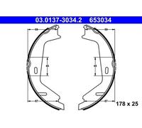 ATE 03.0137-3034.2 Handbrake shoes