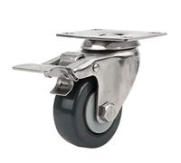 Brake Universal Wheel, 1.5 Inches Heavy Duty Stainless Steel Bracket, Polypropylene Silent Swivel Caster with 30kg Load Capacity for Trolleys and Logistics Pallets