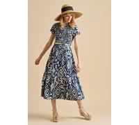 Brakeburn Women's Ikat Maxi Shirt Dress in Navy | Size: 16 Brakeburn Navy 16
