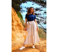 Brakeburn Women's Stripe Paper Bag Skirt in Cream | Size: 8 Brakeburn Cream 8