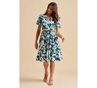 Brakeburn Women's Woodland Leaves Knee Length Dress in Teal | Size: 8 Brakeburn Teal 8