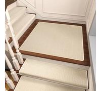 Brakki Bullnose Carpet Stair Treads, Non Slip Landing Mat for Wooden Steps Indoor, Soft Stair Rugs for Pets, Indoor Doormat for Kitchen Bathroom, Washable, 30"x30" 1pc, Cream