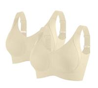 Bralettes for Women UK 2 Piece Non Wired Padded Sports Support Lift Adjustable Full Coverage Everyday Plus Size Push Up Ribbed Underwear Breasts Firming Bras