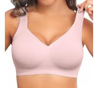 Bralettes for Women with Support Jelly Bras Full Coverage Padded Wireless Seamless Plunge Push Up Bra No Wired Support Soft Comfort Everyday T-Shirt Bralette for Work Fitness Loungewear Sleep Pink