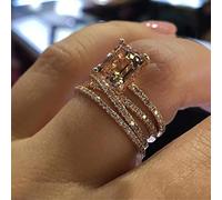BRALF 3PCS Trendy Stacking Ring Set, 2022 The Newest Simple Temperament Diamond Geometric Square Rose Gold Ring Jewelry, Geometric Square Topaz Rose Gold Ring Jewelry Stacking Ring Set