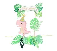 Bralucy Dinosaur Birthday Cake Toppers Set Leaf Happy Birthday Cake Banner Dinosaur Theme Birthday Cake Decorations for Boy Girl Baby Shower