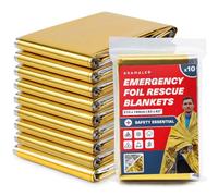 Bramble 10 Emergency Foil Blankets 210 x 160cm, Camping Survival Blanket | Reflective Aluminium, Retains 90% Body Heat, First Aid Kit Ready, Survival Use, Reusable, Waterproof & Windproof