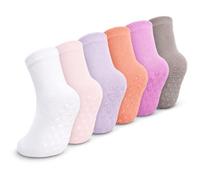 Bramble & Bear 6/12 Pack Unisex Baby Grip Socks - Non-Slip Baby Socks with Soft Cotton Construction - Assorted Blues & Pinks for Ages 0-5 Years - Comfortable, Flexible, Breathable