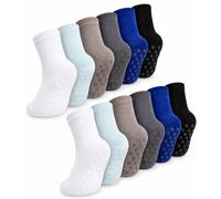 Bramble & Bear 6/12 Pack Unisex Baby Grip Socks - Non-Slip Baby Socks with Soft Cotton Construction - Assorted Blues & Pinks for Ages 0-5 Years - Comfortable, Flexible, Breathable