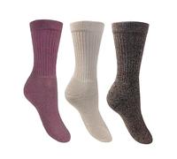 Bramble - Ladies All Terrain Socks with Biome Linseed | 3 Pairs | U.K. Size 4-7 | Berry/Oat/Brown Ladies walking boot socks, cotton rich, outdoor comfort hiking, outdoor activity socks