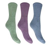 Bramble - Ladies Bamboo All Terrain Socks | 3 Pairs | U.K. Size 4-7 | Green/Purple/Blue Ladies walking boot socks, bamboo, outdoor comfort hiking, outdoor activity socks