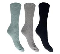 Bramble Ladies - Casual Boot Socks | 3 Pairs | U.K. Size 4-7 | Blue, Grey, Black Ladies cotton rich outdoor comfort socks, running socks, hiking socks, outdoor activities warm sock