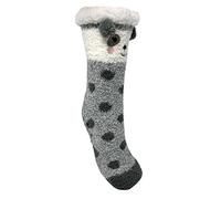 Bramble Ladies Cosy Lounge Slipper Socks | Panda Fluffy Cute Animal Style | Super Soft Fluffy Lined Warm Thermal Comfort | Added Cushioning & Non-Slip Grips | UK Size 4-7