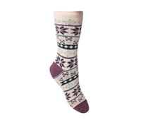 Bramble Ladies - Fairisle Thermasock | 1 Pair | U.K. Size 4-7 | fluffy socks, teal/purple ladies outdoor comfort, lounge, hiking socks