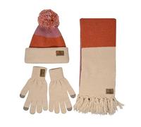 Bramble - Ladies Hat, Scarf and Glove set | one size | Mauve chunky rib knit hat set | 3M Thinsulate hat | touch screen compatible gloves. (Oat/Blush/Terracotta)