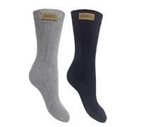 Bramble Ladies Supersoft Textured Bed Socks | 2 Pair | U.K. Size 4-7 | grey, navy cosy, non-slip, lounge,slipper sock, loungewear, comfort warm sock