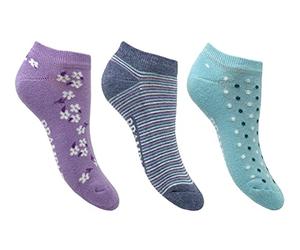 Bramble Ladies Trainer Socks - Performance Active Socks | 3 Pairs | U.K. Size 4-7 | Assorted Ladies active/leisure socks, running socks, sport socks (Lilac/Blue)