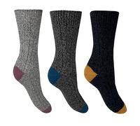 Bramble Ladies Wool Blend Boot Socks - Luxury Walking Boot Socks, 3 Pairs, U.K. Size 4-7, Grey Mix, Women's, Adult Women, Outdoor Enthusiasts, Tube Socks, 3 Count