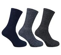 Bramble Mens - All Terrain Cotton Rich Walking Boot Socks with anti-bacterial odour control | 3 Pairs | U.K. Size 6-11 | Brown/Blue cotton rich, outdoor comfort hiking, activity (Blue)