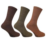 Bramble Mens - All Terrain Cotton Rich Walking Boot Socks with anti-bacterial odour control | 3 Pairs | U.K. Size 6-11 | Brown/Blue cotton rich, outdoor comfort hiking, activity (Brown)