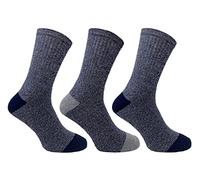 Bramble Mens All Terrain Walking Boot Socks | Ribbed Support - Soft Grip - Cotton Rich Comfort with Twisted Yarns | 3 Pairs | Blue Mix | UK Size 6-11
