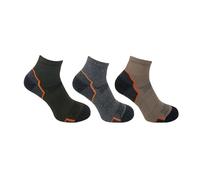 Bramble Mens - Low-cut Socks | 3 pairs | U.K. Size 6-11 | Khaki, grey and natural socks, cotton rich, active, outdoor comfort hiking, outdoor activity socks