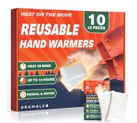 Bramble - Reusable Hand Warmers (10 Pairs, 20 Total) - Air Activated Pocket Warmers with Resealable Pouch - Warm in Minutes & Odour-Free - 8 Hours of Heat across multiple uses
