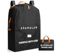 Bramble - XL Double Stroller Bag for Airplane Gate Check - Water Resistant Ballistic Nylon Pushchair Travel Bag with Padded Neoprene Straps, Carry Pouch & ID Window - 100 x 65 x 40cm (Black)