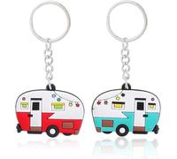 BrambleCo 2 Pcs RV Camper Keychain - caravan keyring - campervan keyring - For Camper Decor RV Travel Camping Trip Souvenirs