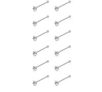 BrambleCo 60PCS Nose Studs - Nose Piercing Pins - 316L Steel Nose Studs Set - Hypoallergenic Body Jewelry - 3 Sizes 1.5mm 2mm 2.5mm - Silver