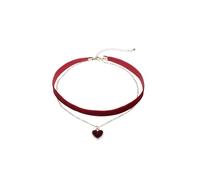 BrambleCo Red Classic Velvet Heart Choker Necklace for Women - Adjustable Layered Choker Necklace with Heart Pendant - Perfect for Girls & Women - Choker Necklaces for Women - Red Necklace