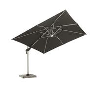 Bramblecrest Ely Grey 3.0m x 3.0m Square Cantilever Parasol with LED Light, Granite Base & Cover