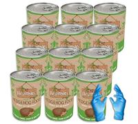Brambles Meaty Hedgehog Food - Also Suitable for Wild Badgers and Foxes -Balanced Nutritious & Naturally Tasty Food 400g with Kasabona Blue Vinyl Gloves (400g x12)