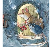 Brambly Hedge 'Season's Greetings' - The First Flakes Of Snow Were Beginning To Fall - Festive Mouse At The Entrance - Pack Of 8 Illustrated Christmas Cards