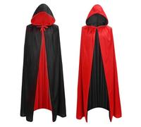 BraMccer Halloween Cosplay Cloak: Transform into a Mysterious Pirate Vampire or a Dark Gothic Demon with this Reversible Black Red Cloak (L-140CM)