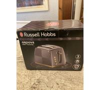 Russell Hobbs 26392 Groove 2 Slice Toaster Textured Grey and Gold