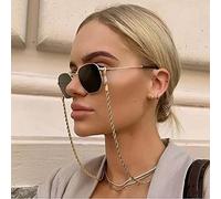Bramian Twist Sunglasses Chain Simple Sunglasses Glasses Chain Glasses Accessories Decor for Woman and Girls (Gold), One Size