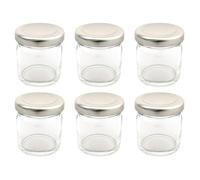 Bramley & Sage 1.5oz 42ml Miniature Round Glass Jars with Silver Twist-Off Lids (Set of 6)