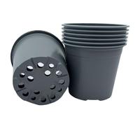 Bramley & Sage 13cm 1 Litre Grey Plastic Plant Pots (Various Quantities) (50)