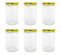 Bramley & Sage 1lb 375ml Round Glass Jars with Gold Twist-Off Lids (Set of 6)