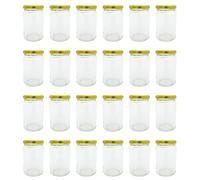 Bramley & Sage 24 x 375ml 1lb Round Glass Jam Jars with Gold Twist-Off Lids