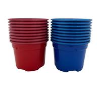 Bramley & Sage 9cm Red & Blue Plastic Coloured Plant Pots With Drainage Holes (Pack of 100)