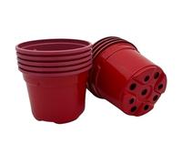 Bramley & Sage 9cm Red Coloured Plastic Plant Pots With Drainage Holes (Pack of 25)