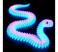 Brampton 24 Inch 3D Printed Snake,Glow in the Dark Snake,Halooween | 3D Printed Snake,Luminous Blue Articulated Fidget Snake Glow in the Dark Novelty Item for tress Relief Home Decor Gift