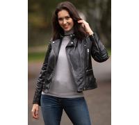 Brampton London Women's 'B Soho' Real Leather Biker Jacket in Black | Size: 12 Brampton London Black 12