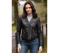 Brampton London Women's Classic Leather Biker Style Jacket in Black | Size: 8 Brampton London Black 8